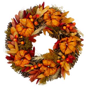 Northlight 11in. Pine Cone & Pumpkin Fall Wreath