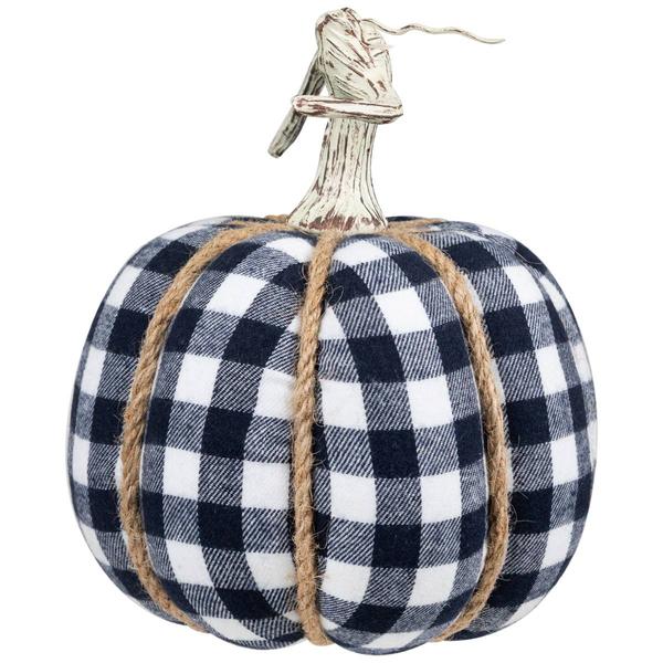 Northlight Plaid Fall Harvest Pumpkin with Weathered Stem alternate view