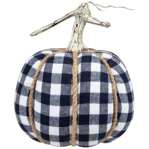 Northlight Plaid Fall Harvest Pumpkin with Weathered Stem