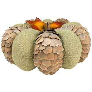 Northlight Fall Harvest Layered Wooden Leaves & Burlap Pumpkin