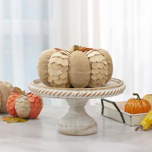 Northlight Autumn Harvest Burlap & Wood Pumpkin Decoration alternate view