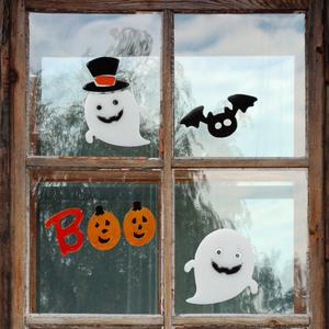 Northlight Pumpkin and Ghost Halloween Gel Window Clings alternate view