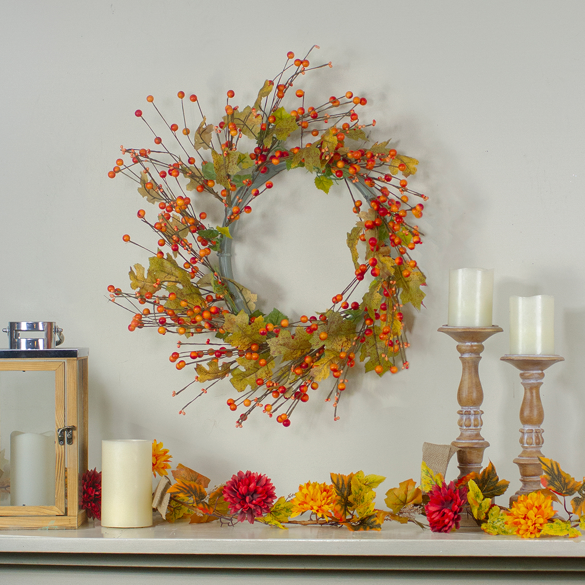 Northlight Seasonal Berries And Leaves Fall Artificial Wreath