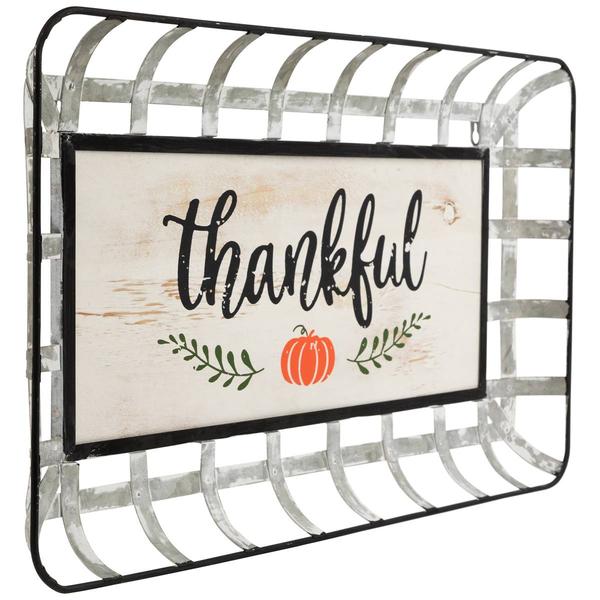 Northlight 24in. Pumpkin Thankful Serving Tray Wall Decor alternate view