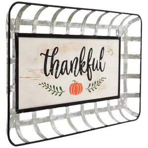 Northlight 24in. Pumpkin Thankful Serving Tray Wall Decor alternate view