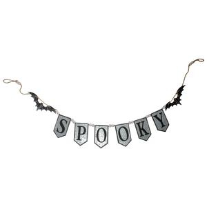 Northlight Grey and Black SPOOKY Halloween Bat Banner
