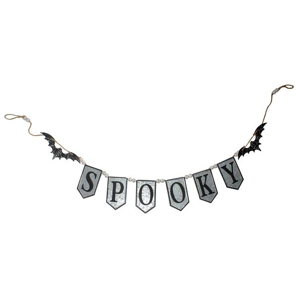 Northlight Grey and Black SPOOKY Halloween Bat Banner