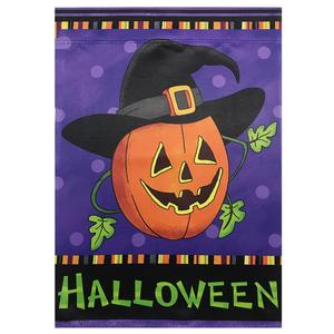 Northlight Pumpkin in Witch Hat Halloween Garden Flag