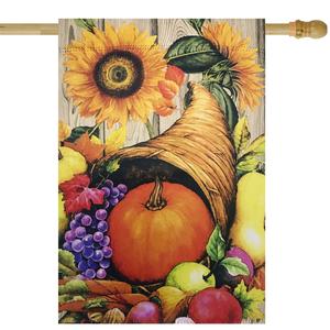 Northlight 28in. Cornucopia Autumn Harvest House Flag alternate view