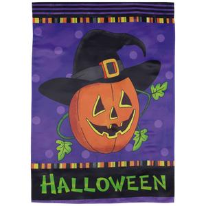 Northlight Pumpkin in a Witch Hat Outdoor Garden Flag