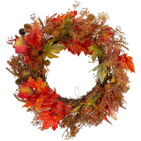 Northlight 24in. Fall Harvest Maple Leaf with Berries Wreath