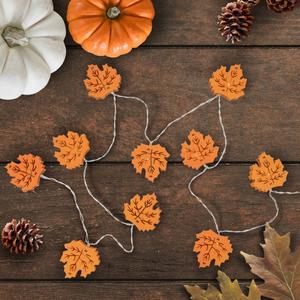 Northlight 10ct. LED Orange Fall Leaves Fairy Lights alternate view