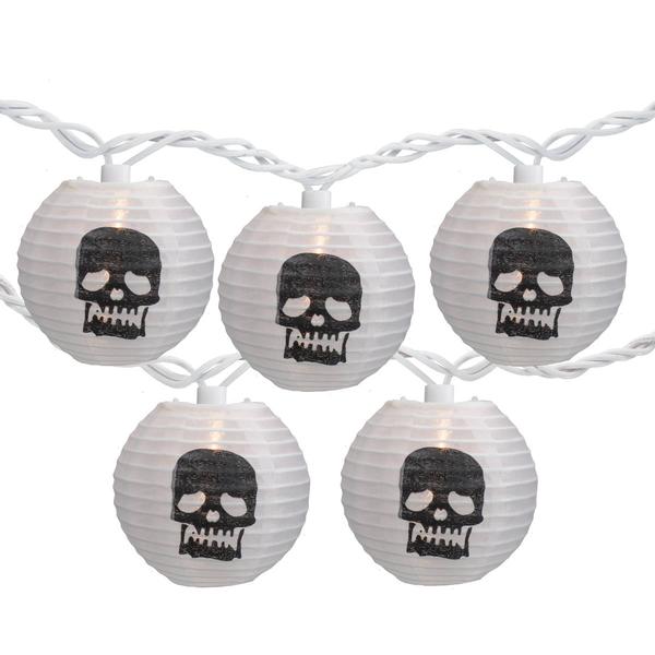 Northlight 10ct. Skull Paper Lantern Halloween Lights