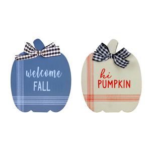 Northlight Fall Wooden Pumpkin Welcome Plaques