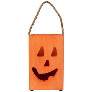 Northlight 8in. Large Wood Jack O Lantern Candle Lantern