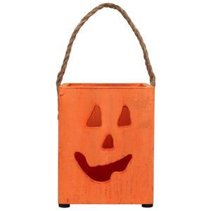 Northlight 6.25in. Wood Jack O Lantern Candle Lantern