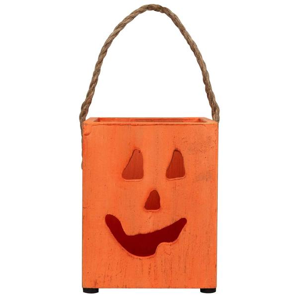 Northlight 6.25in. Wood Jack O Lantern Candle Lantern