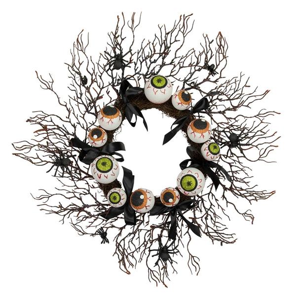 Northlight 24in. Halloween Eyeballs & Spiders Wreath