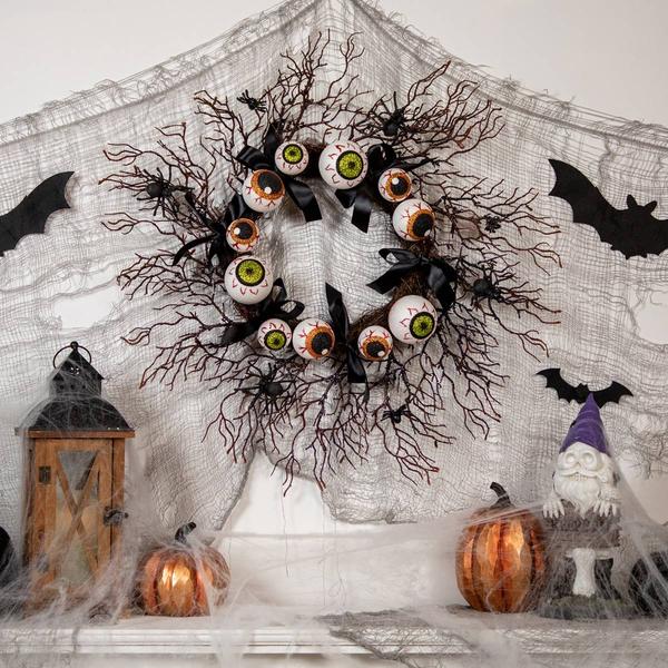 Northlight 24in. Halloween Eyeballs & Spiders Wreath alternate view