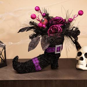 Northlight 12in. Witch's Boot w/ Roses Halloween Decor alternate view