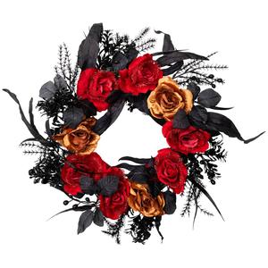 Northlight 22in. Unlit Red & Gold Rose Halloween Wreath