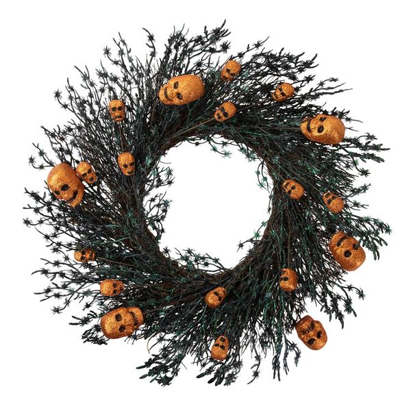 Northlight 22in. Unlit Skulls & Spiders Halloween Wreath