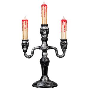 Northlight 13.75in. Silver Skull Halloween Candelabra
