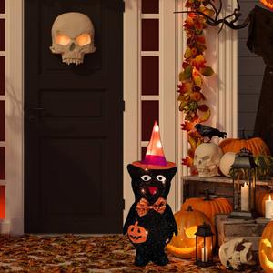 Northlight 24in. Black Cat in Witch's Hat Outdoor Decor alternate view