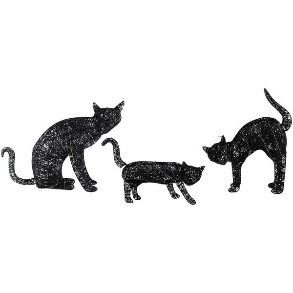 Northlight Set of 3 LED Black Cat Outdoor Decor