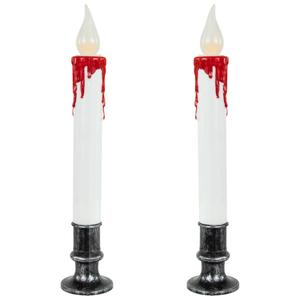 Northlight LED White & Red Window Candles -  Set of 2