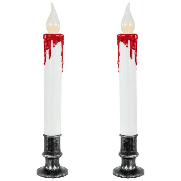 Northlight LED White & Red Window Candles -  Set of 2