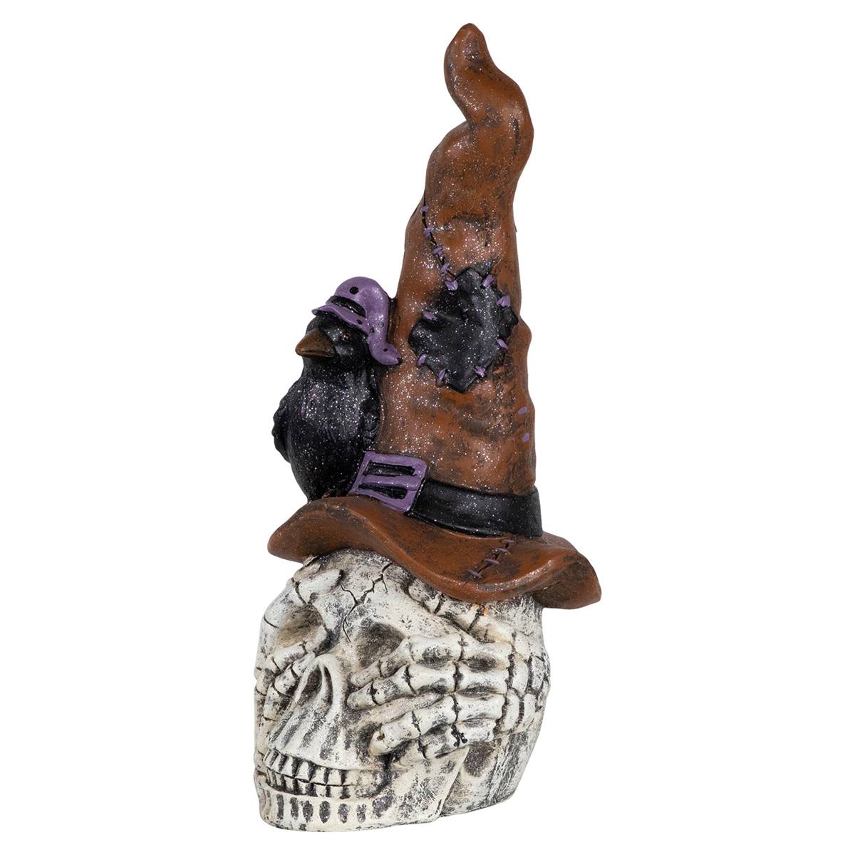 Northlight Seasonal Skull In Witch Hat W/ Crow Halloween Decor