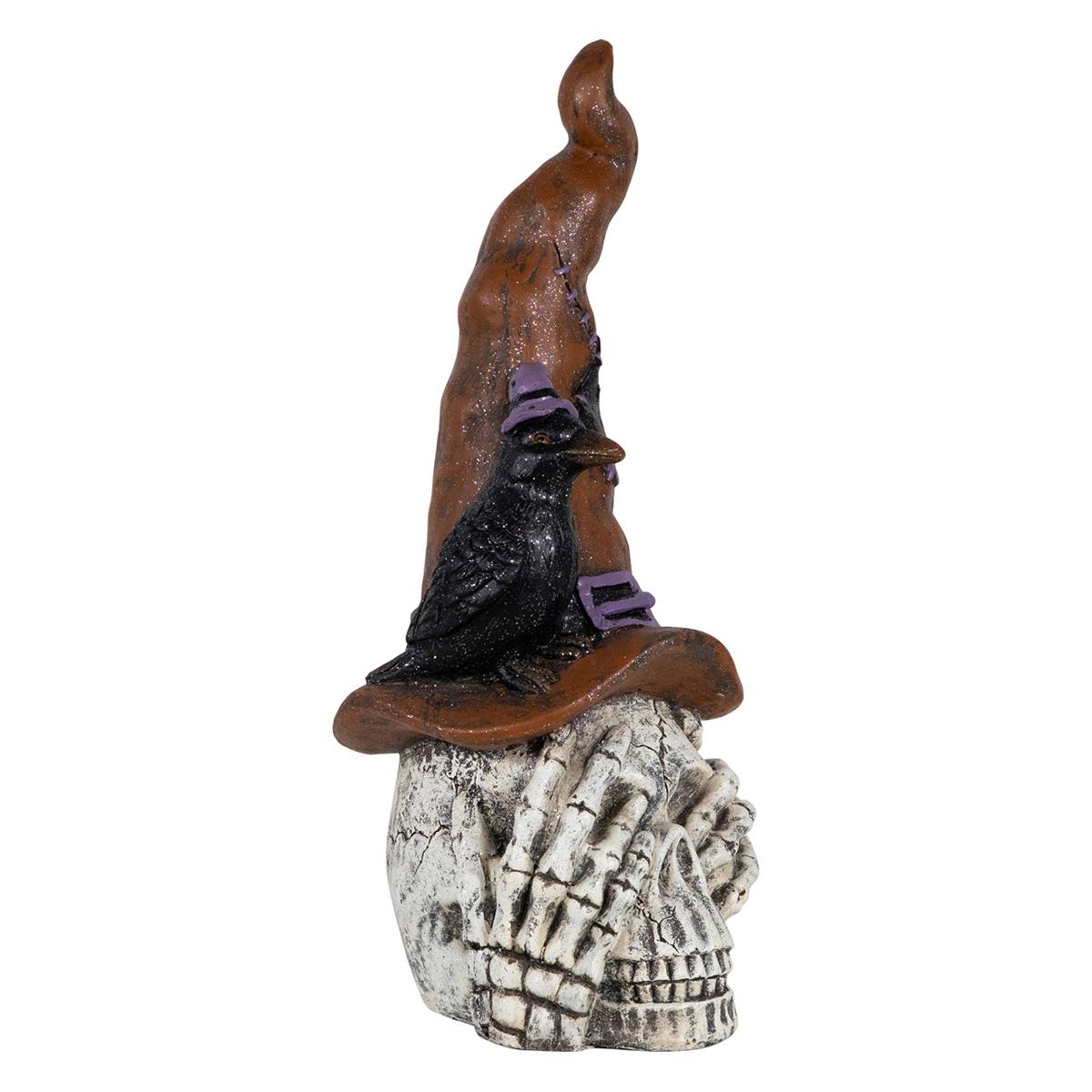 Northlight Seasonal Skull In Witch Hat W/ Crow Halloween Decor