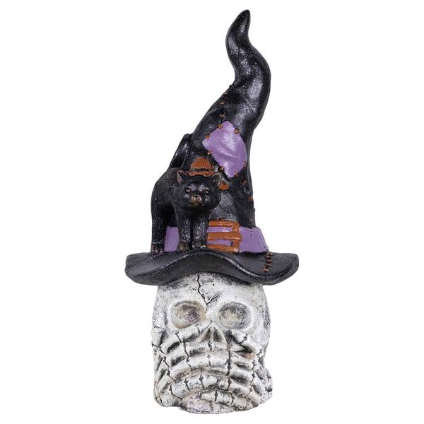 Northlight Skull in Witch Hat w/ Cat Halloween Decor