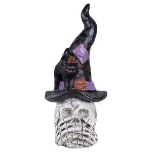 Northlight Skull in Witch Hat w/ Cat Halloween Decor