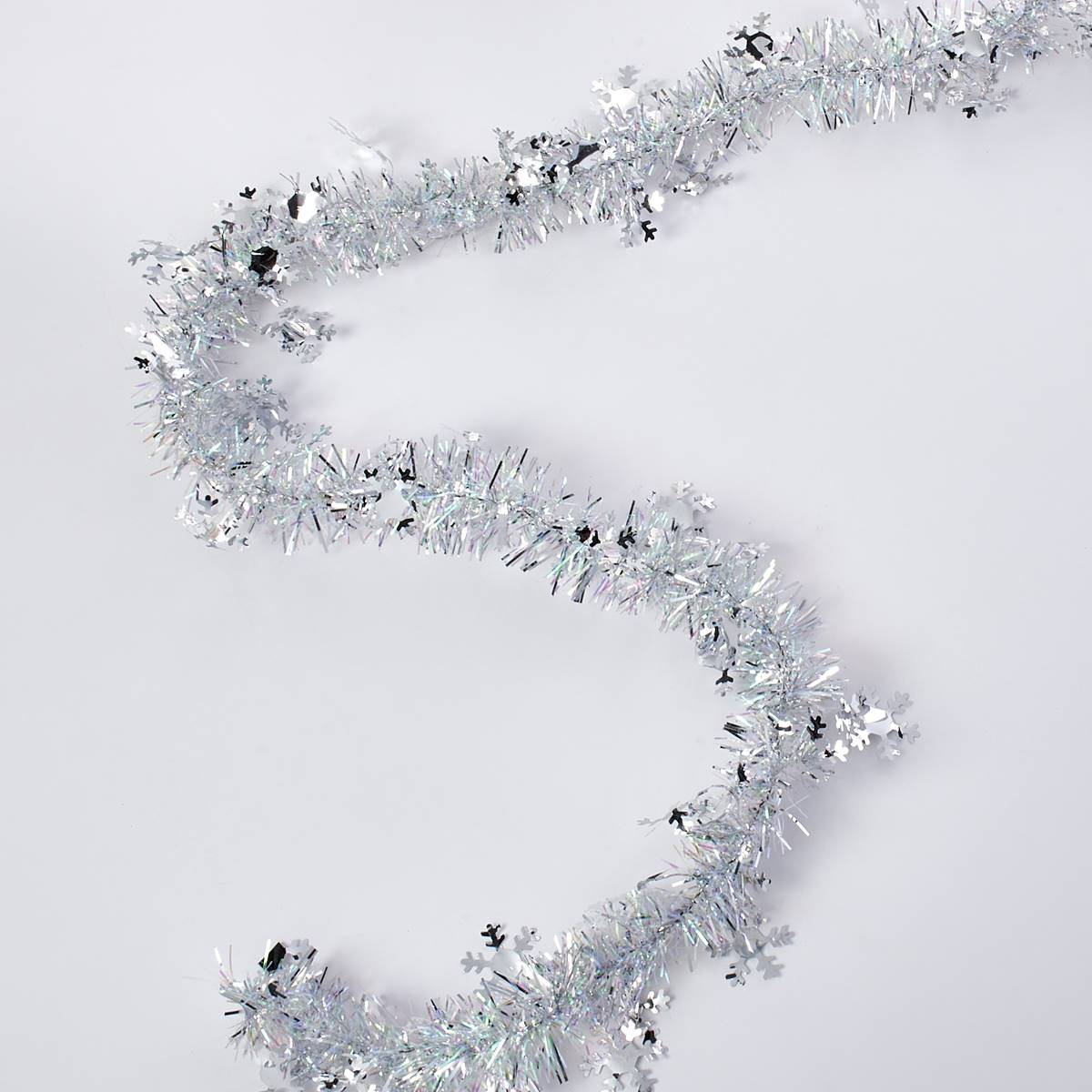 Iridescent Garland W/Silver Holographic Snowflakes