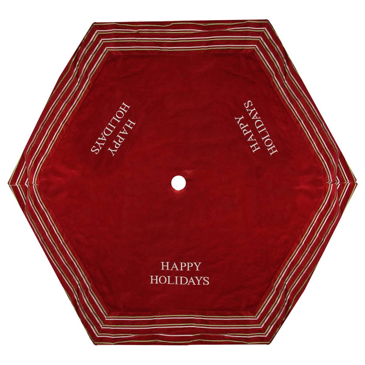 Season’s Designs 56in. Red Happy Holidays Christmas Tree Skirt Season’s Designs 56in. Red Happy Holidays Christmas Tree Skirt