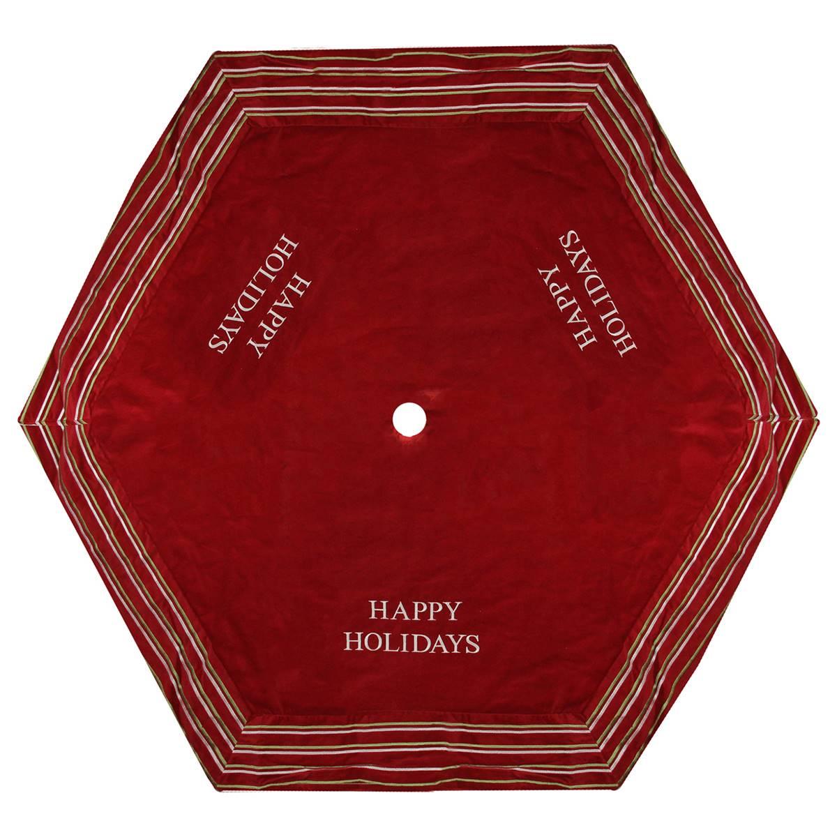 Season's Designs 56in. Red Happy Holidays Christmas Tree Skirt