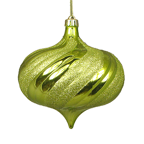 DAK 4pc. Shiny Glitter Swirl Onion Christmas Ornaments