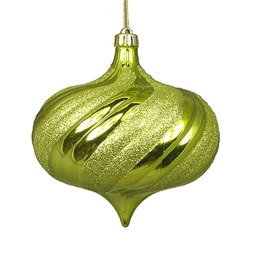 DAK 4pc. Shiny Glitter Swirl Onion Christmas Ornaments