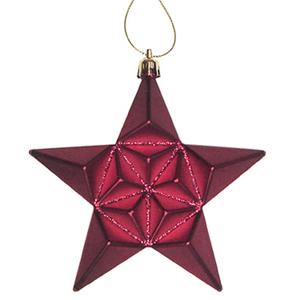 DAK 12ct Burgundy Glittered Star Shatterproof Christmas Ornaments