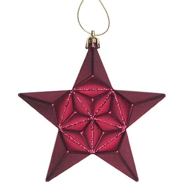 DAK 12ct Burgundy Glittered Star Shatterproof Christmas Ornaments