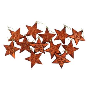 DAK 12ct. Burnt Orange Glittered Star Christmas Ornament Set