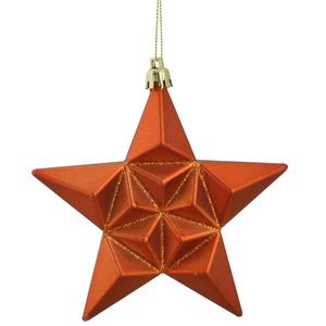 DAK 12ct. Burnt Orange Glittered Star Christmas Ornament Set alternate view