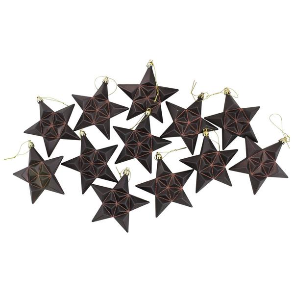 DAK 12ct. Matte Glittered Star Christmas Ornaments