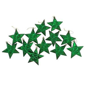 DAK 12ct. Green Glitter Star Shatterproof Christmas Ornaments