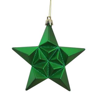 DAK 12ct. Green Glitter Star Shatterproof Christmas Ornaments alternate view