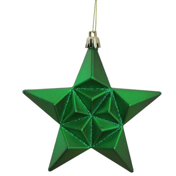 DAK 12ct. Green Glitter Star Shatterproof Christmas Ornaments alternate view