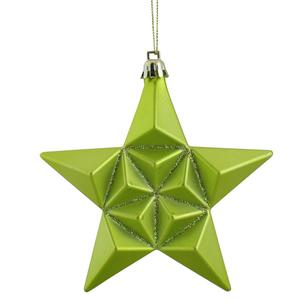 DAK 12ct Green Kiwi Glitter Star Shatterproof Christmas Ornaments