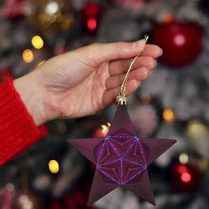 DAK 12ct. Purple Shatterproof 2-Finish Star Christmas Ornaments alternate view